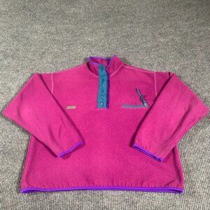 VTG Columbia Jacket Womens Extra Large Purple Snap Fleece USA Outdoors Oversized